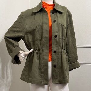 Banana Republic Utility Jacket in Olive Green, Small but oversized to large